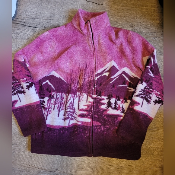 Vintage winter scene zip up sweater - Picture 2 of 3